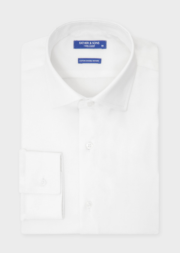 Chemise habillée non-iron Slim en coton façonné uni blanc - Father and Sons 52045