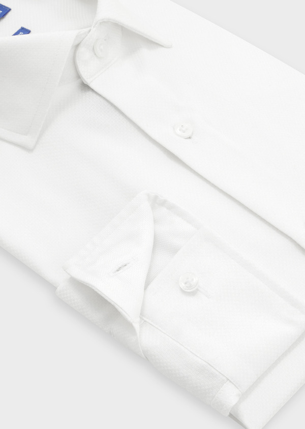 Chemise habillée non-iron Slim en coton façonné uni blanc - Father and Sons 52047