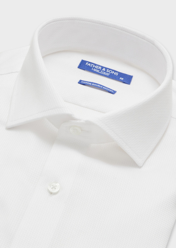Chemise habillée non-iron Slim en coton façonné uni blanc - Father and Sons 55792