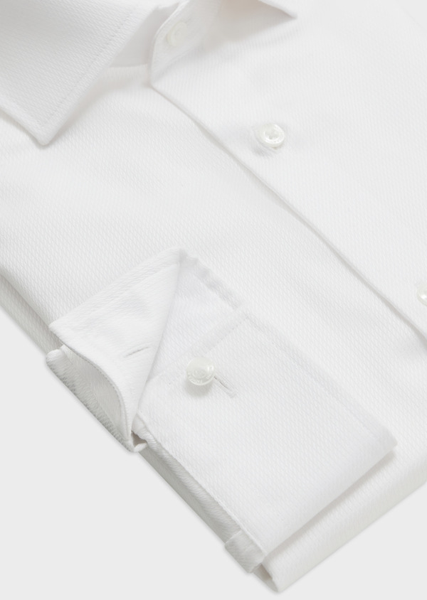 Chemise habillée non-iron Slim en coton façonné uni blanc - Father and Sons 55793