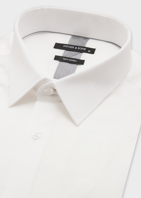 Chemise habillée Slim en coton façonné uni blanc - Father and Sons 58778