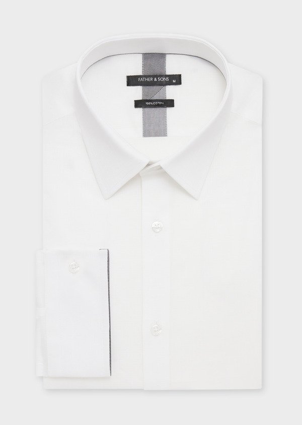 Chemise habillée Slim en coton façonné uni blanc - Father and Sons 58777