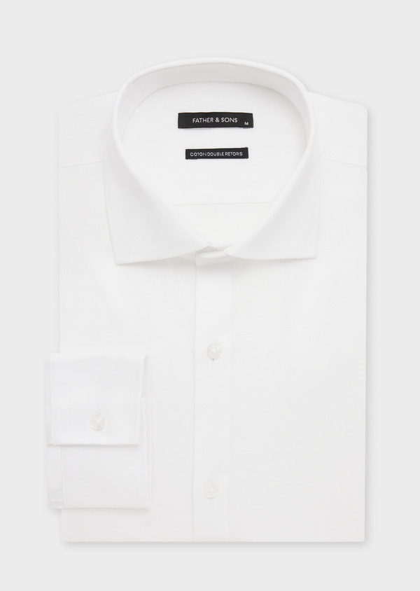 Chemise habillée Slim en coton façonné uni blanc - Father and Sons 58786