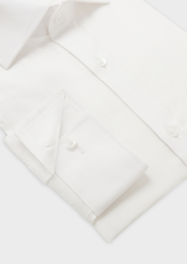 Chemise habillée Slim en coton façonné uni blanc - Father and Sons 58788