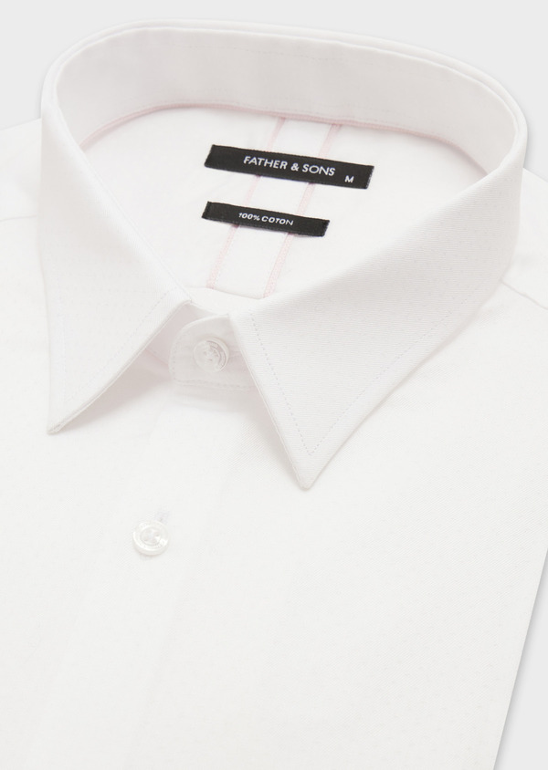 Chemise habillée Slim en coton façonné uni blanc - Father and Sons 58790