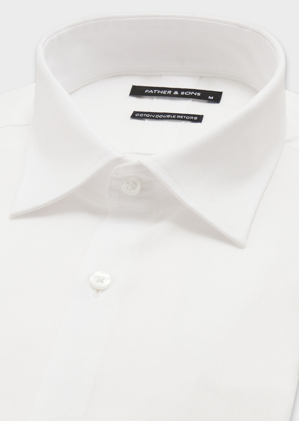 Chemise habillée Slim en coton façonné uni blanc - Father and Sons 58802