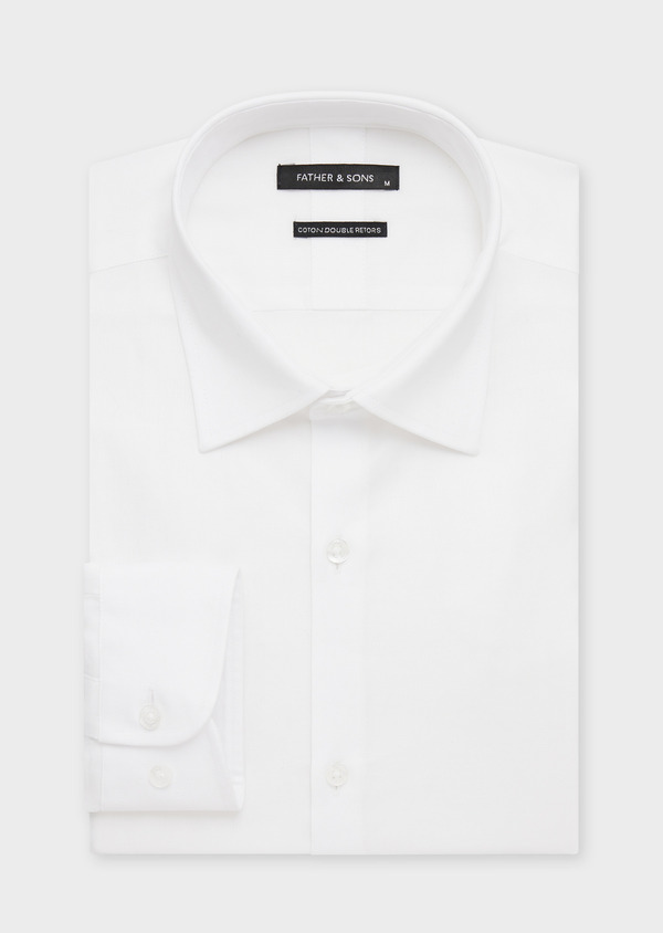 Chemise habillée Slim en coton façonné uni blanc - Father and Sons 58801