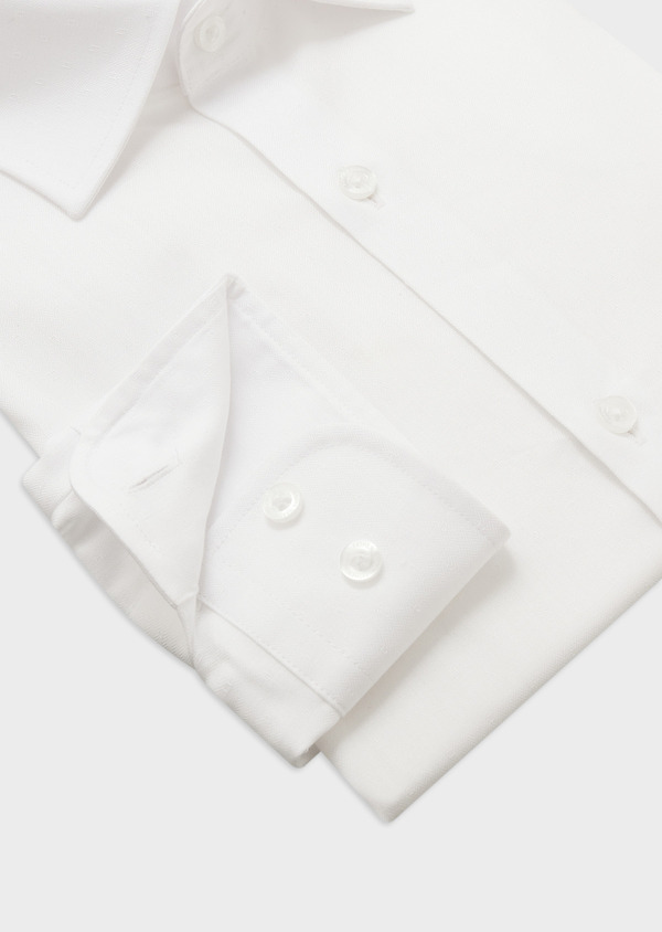 Chemise habillée Slim en coton façonné uni blanc - Father and Sons 58803