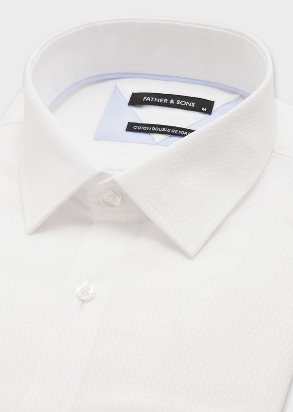 Chemise habillée Slim en coton façonné uni blanc - Father and Sons 58814
