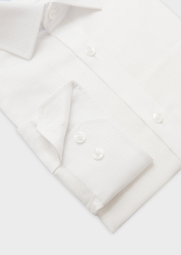 Chemise habillée Slim en coton façonné uni blanc - Father and Sons 58815