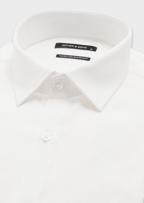 Chemise habillée Slim en coton façonné uni blanc - Father and Sons 58817