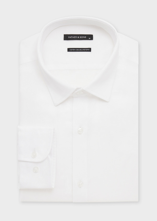 Chemise habillée Slim en coton façonné uni blanc - Father and Sons 58816