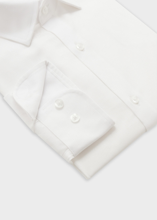Chemise habillée Slim en coton façonné uni blanc - Father and Sons 58818