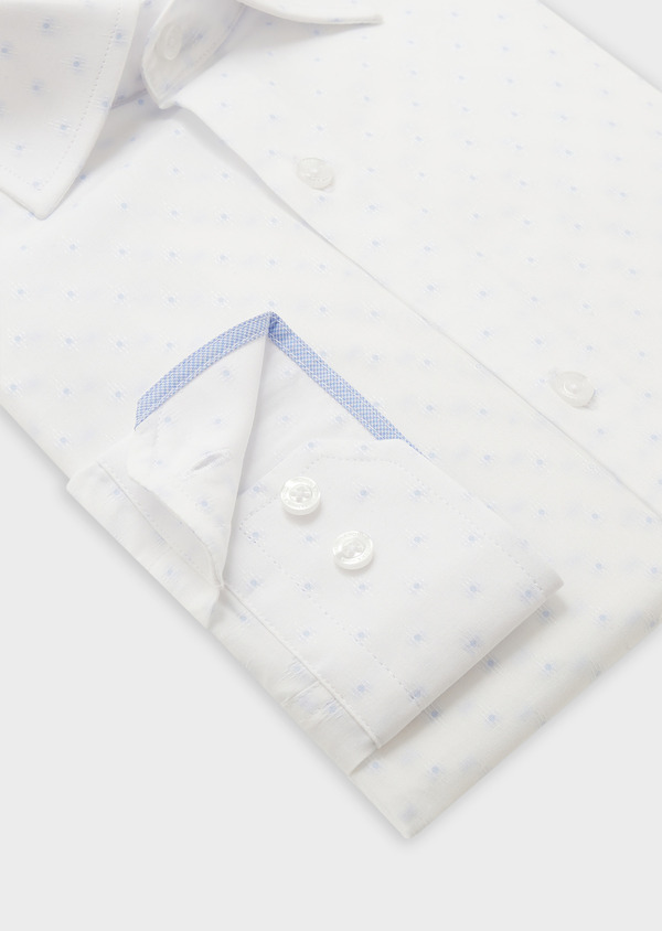 Chemise habillée Slim en coton façonné blanc à pois bleu ciel - Father and Sons 58821