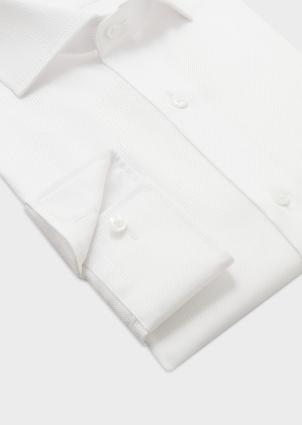 Chemise habillée non-iron Slim en coton façonné uni blanc - Father and Sons 58842