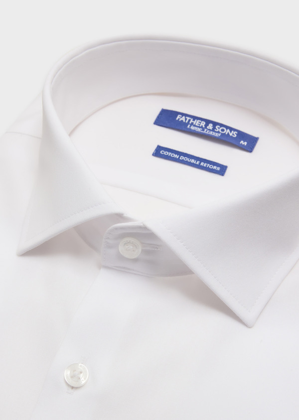 Chemise habillée non-iron Slim en popeline de coton uni blanc - Father and Sons 61800
