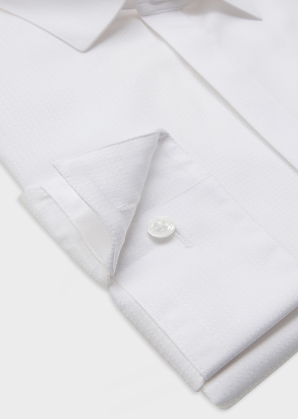 Chemise habillée non-iron Slim en coton façonné uni blanc - Father and Sons 62071