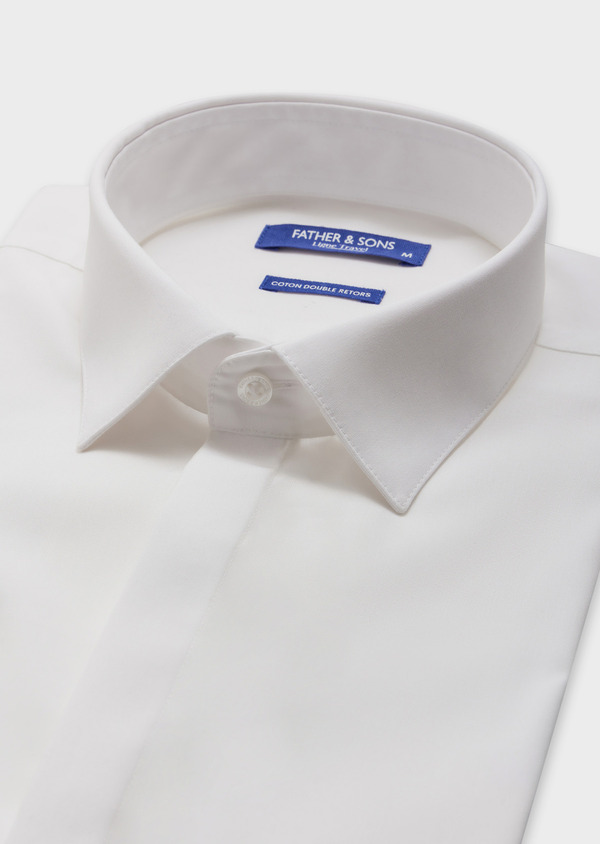 Chemise habillée non-iron Slim en popeline de coton uni blanc - Father and Sons 62073
