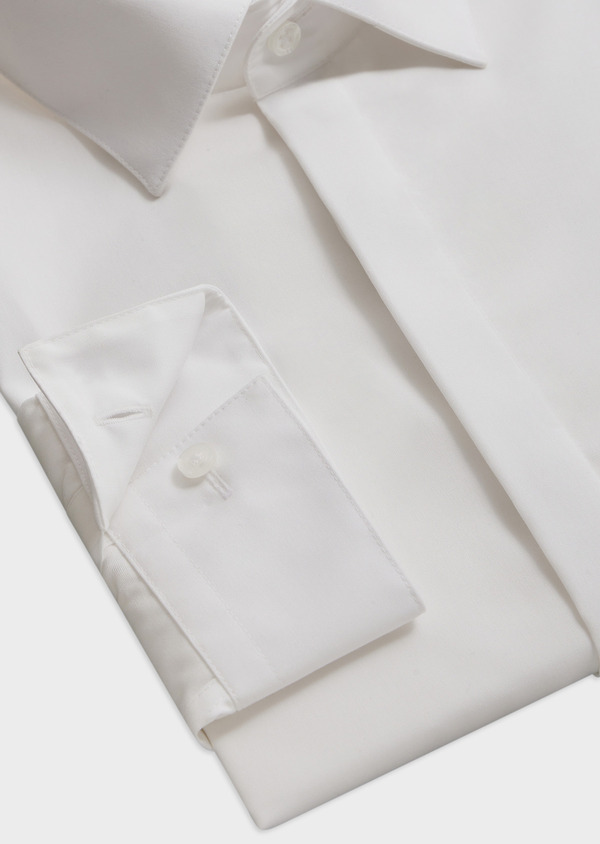Chemise habillée non-iron Slim en popeline de coton uni blanc - Father and Sons 62074