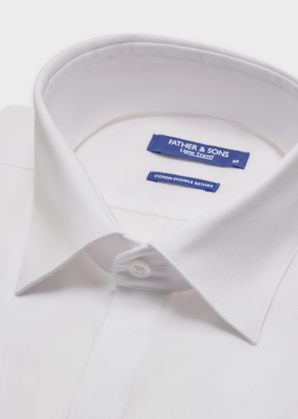 Chemise habillée non-iron Slim en coton façonné uni blanc - Father and Sons 61812