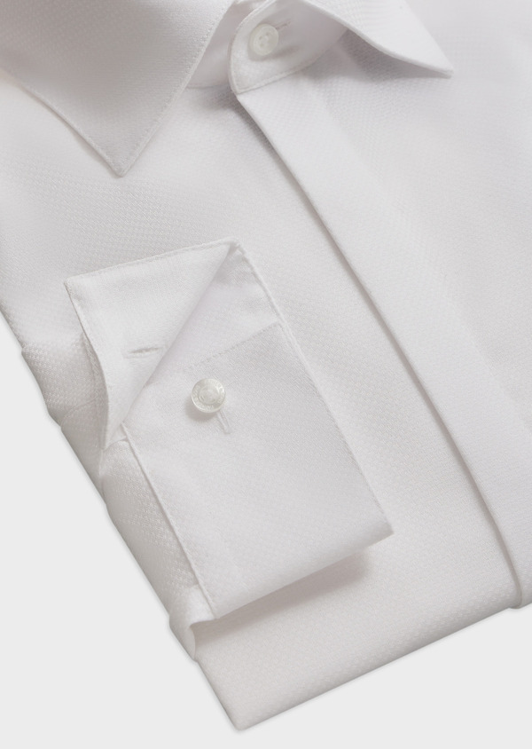 Chemise habillée non-iron Slim en coton façonné uni blanc - Father and Sons 62080