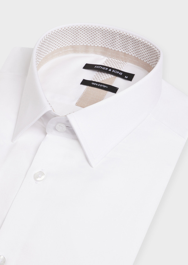 Chemise habillée Slim en satin de coton uni blanc - Father and Sons 52338