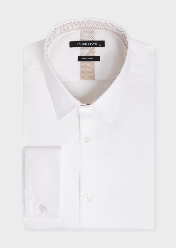 Chemise habillée Slim en satin de coton uni blanc - Father and Sons 52337