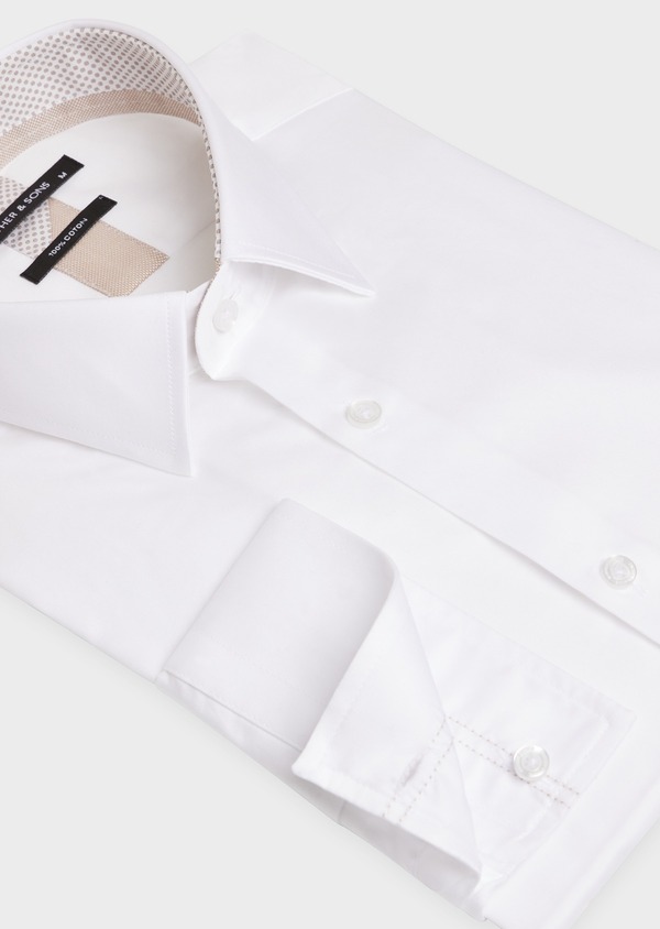 Chemise habillée Slim en satin de coton uni blanc - Father and Sons 52339
