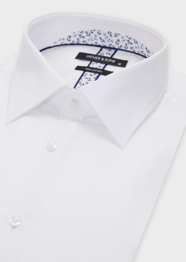 Chemise habillée Slim en satin de coton uni blanc - Father and Sons 52350
