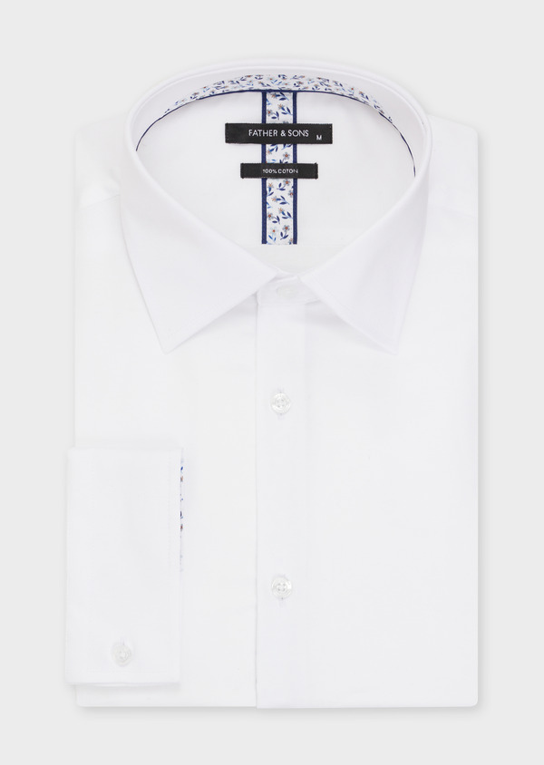 Chemise habillée Slim en satin de coton uni blanc - Father and Sons 52349