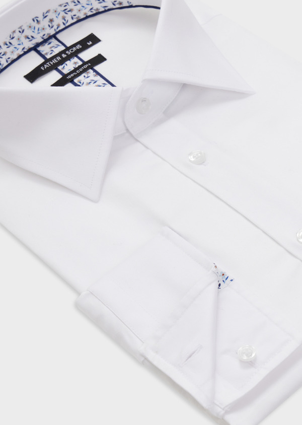 Chemise habillée Slim en satin de coton uni blanc - Father and Sons 52351