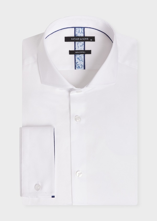 Chemise habillée Slim en satin de coton uni blanc - Father and Sons 52370