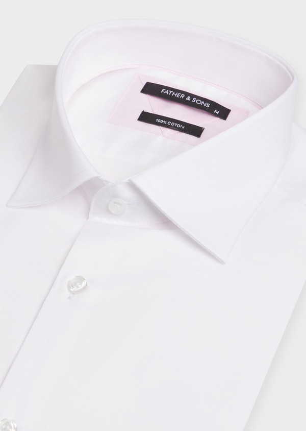 Chemise habillée Slim en satin de coton uni blanc - Father and Sons 52377