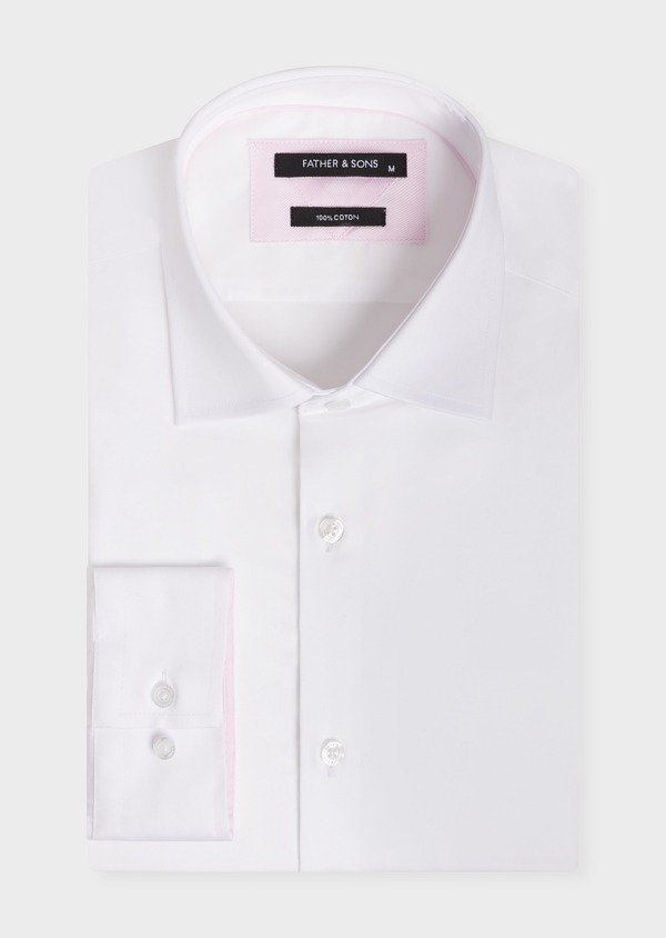 Chemise habillée Slim en satin de coton uni blanc - Father and Sons 52376
