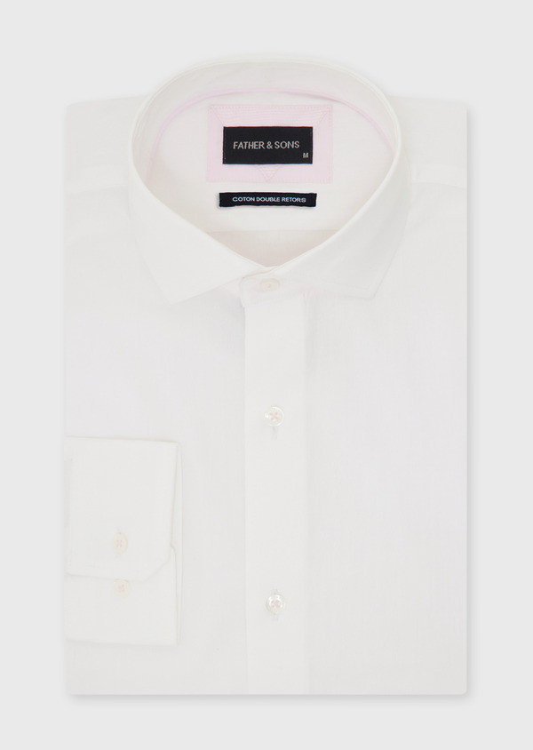Chemise habillée Slim en coton façonné uni blanc - Father and Sons 54677