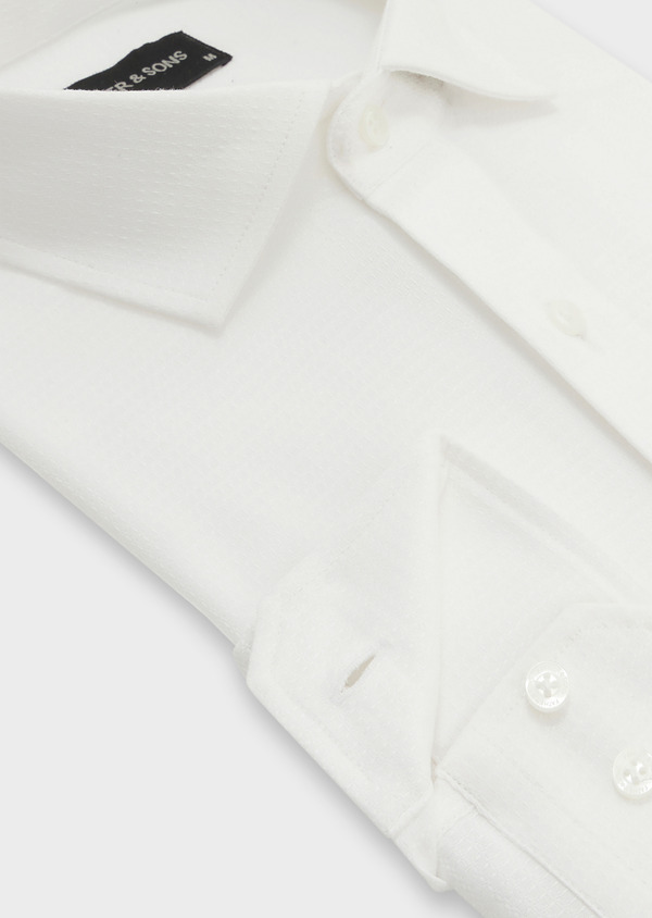 Chemise habillée Slim en coton façonné uni blanc - Father and Sons 54682