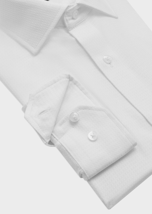 Chemise habillée Slim en coton façonné uni blanc - Father and Sons 56993