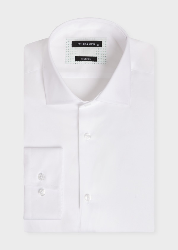 Chemise habillée Slim en satin de coton uni blanc - Father and Sons 52385