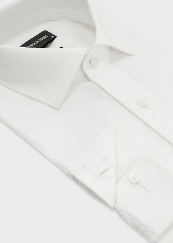 Chemise habillée Slim en coton façonné uni blanc - Father and Sons 54685