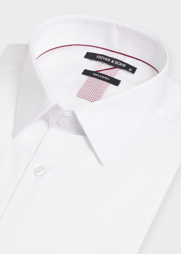 Chemise habillée Slim en satin de coton uni blanc - Father and Sons 52395
