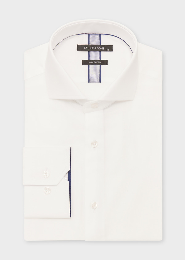 Chemise habillée Slim en coton façonné uni blanc - Father and Sons 57853