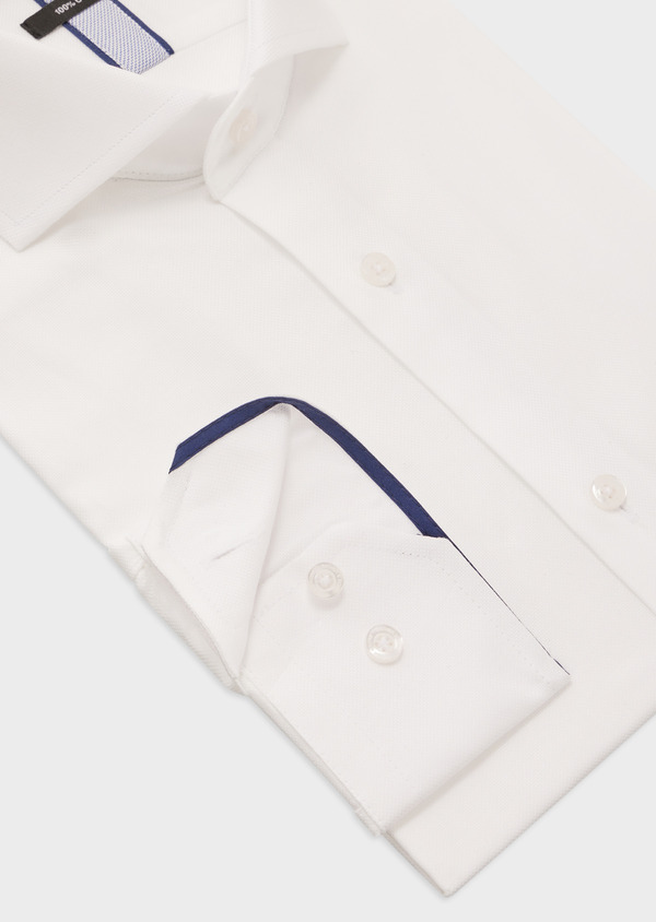 Chemise habillée Slim en coton façonné uni blanc - Father and Sons 57854