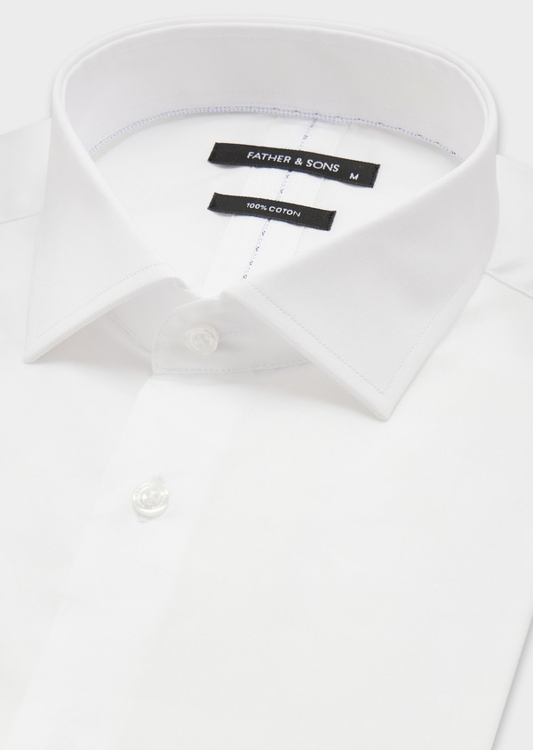 Chemise habillée Slim en satin de coton uni blanc - Father and Sons 58912