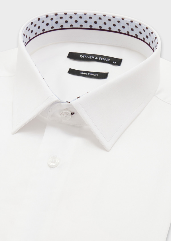 Chemise habillée Slim en satin de coton uni blanc - Father and Sons 58915