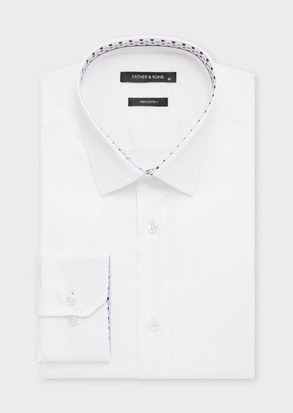 Chemise habillée Slim en satin de coton uni blanc - Father and Sons 58914