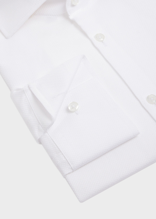 Chemise habillée Slim en coton bio façonné uni blanc - Father and Sons 61783