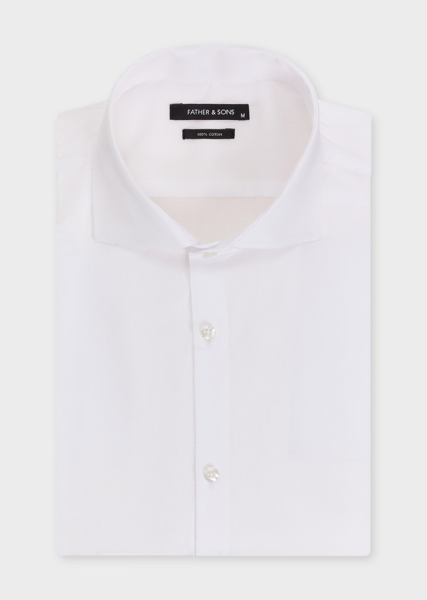 Chemise habillée Slim en coton bio façonné uni blanc - Father and Sons 61784
