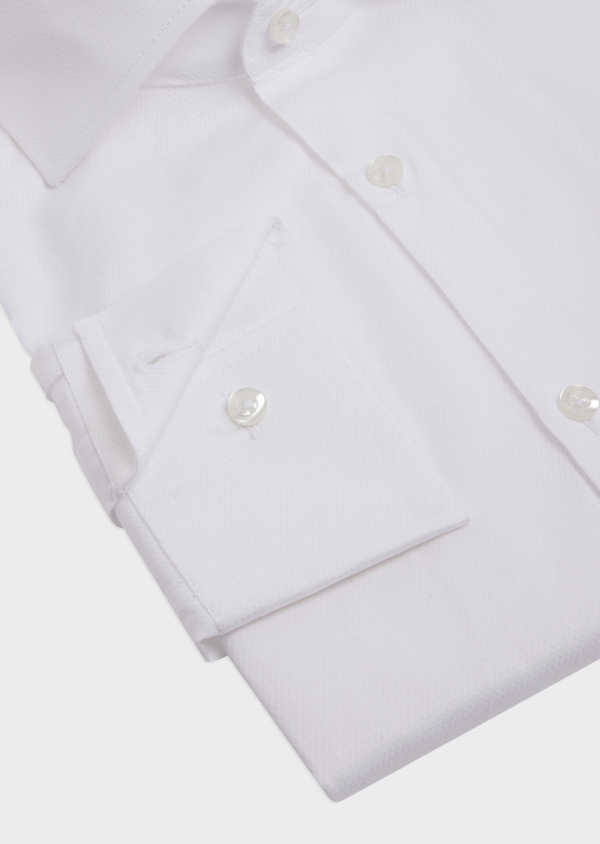 Chemise habillée Slim en coton bio façonné uni blanc - Father and Sons 61786