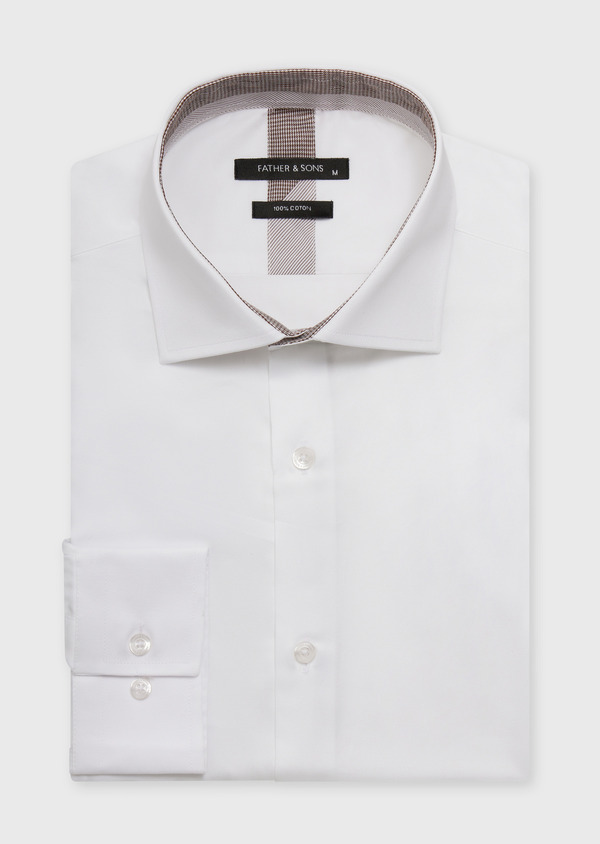 Chemise habillée Slim en satin de coton uni blanc - Father and Sons 62503