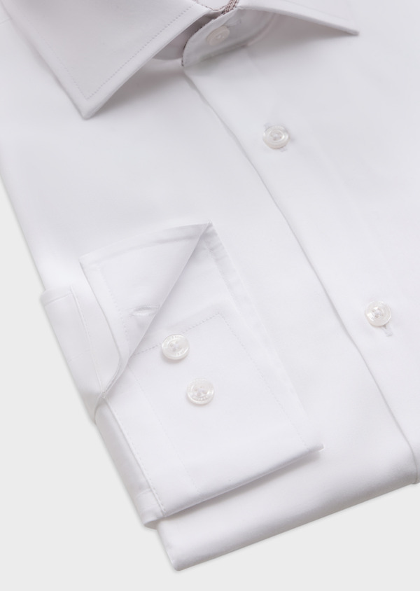 Chemise habillée Slim en satin de coton uni blanc - Father and Sons 62505